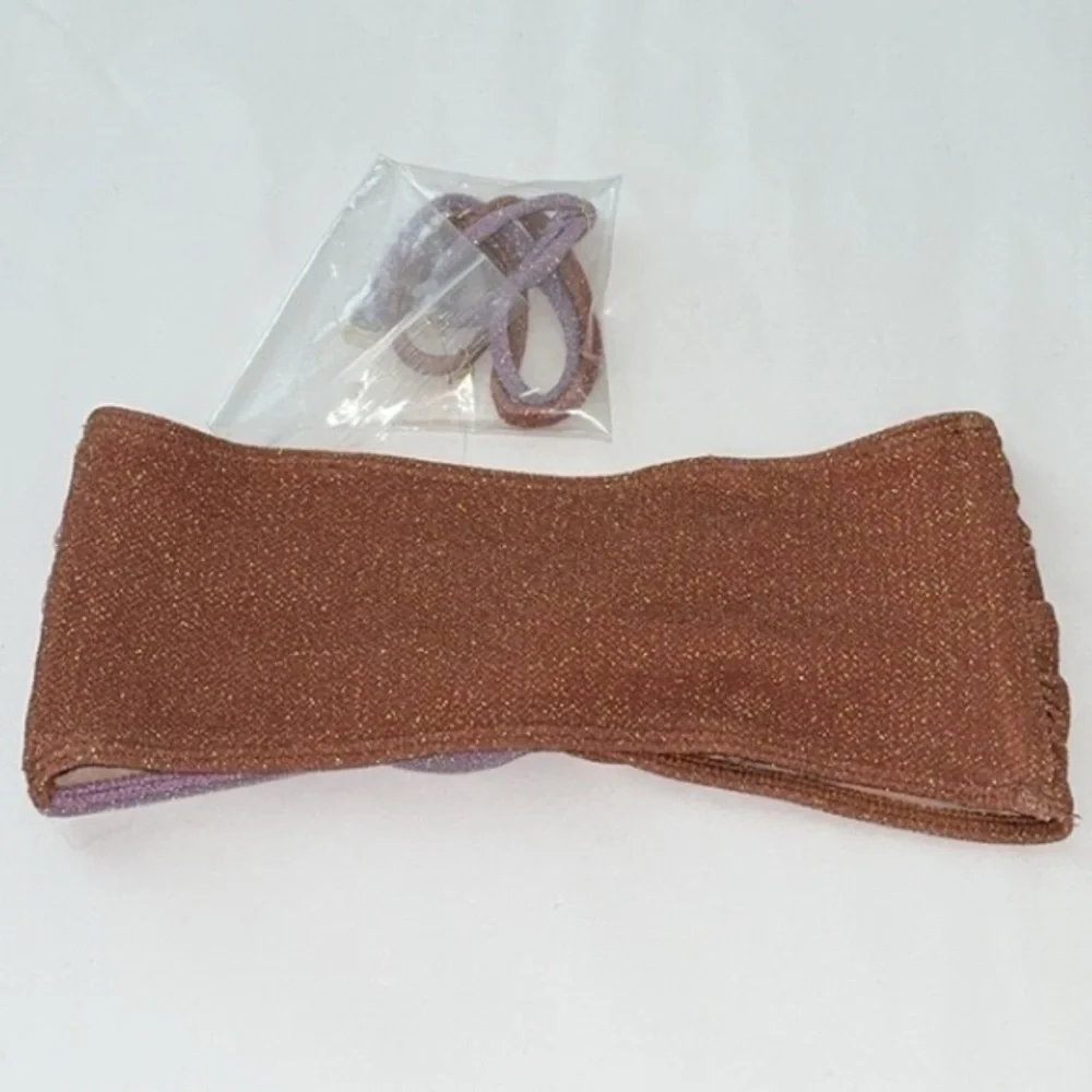 NWT Beach Riot Juno Bandeau Metallic Color Block Bikini Top‎ Size Medium